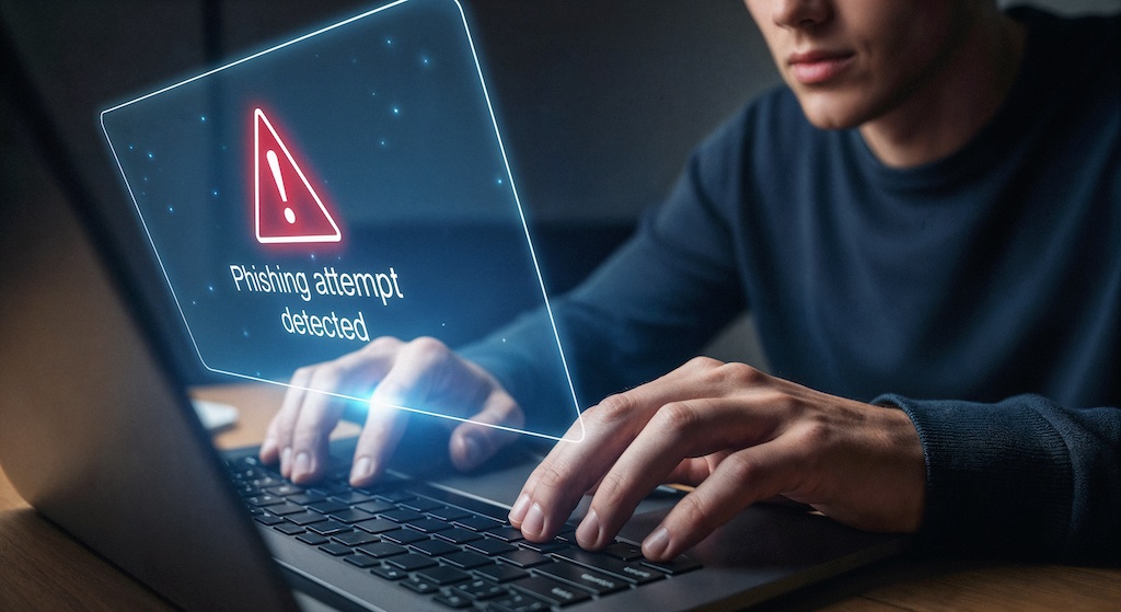 phishing attempt detected laptop